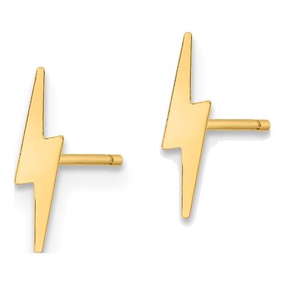 10K Yellow Gold Lightning Bolt Dangle Earrings – view 3