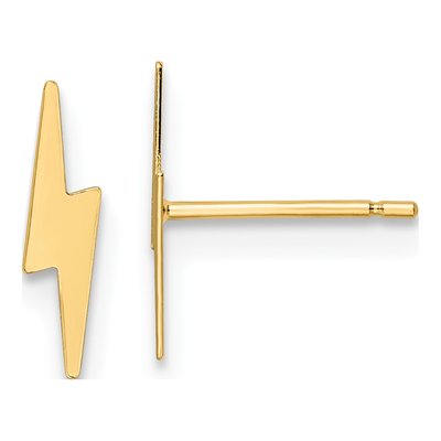 10K Yellow Gold Lightning Bolt Dangle Earrings