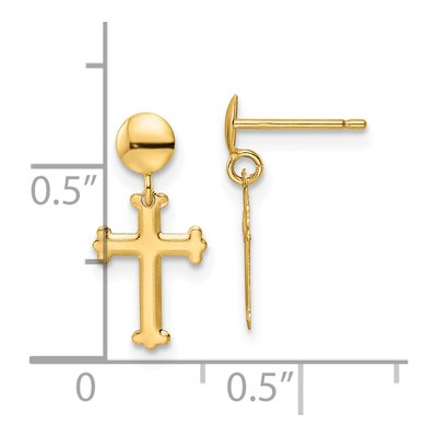 10k Yellow Gold Polished Cross Dangle Earrings – view 5