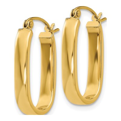 10K Yellow Gold Polished Oval Hoop Earrings – view 2