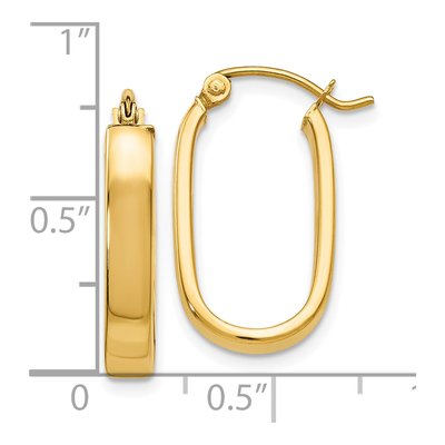 10K Yellow Gold Polished Oval Hoop Earrings – view 4