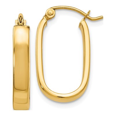 10K Yellow Gold Oval Hoop Earrings