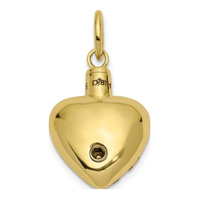 10K Yellow Gold Heart Remembrance Ash Holder Pendant – view 2