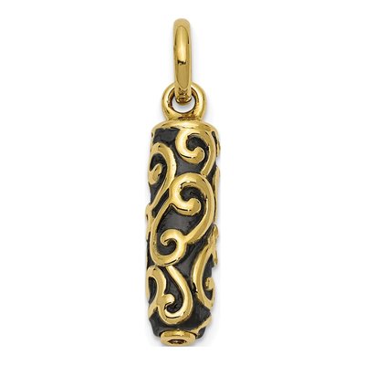 10K Yellow Gold Cylinder Remembrance Ash Holder Pendant – view 3