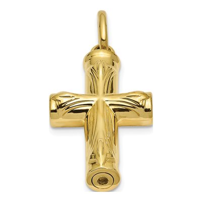 10K Yellow Gold Cross Ash Holder Keepsake Pendant – view 2