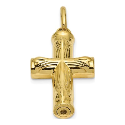 10K Yellow Gold Cross Ash Holder Keepsake Pendant – view 8