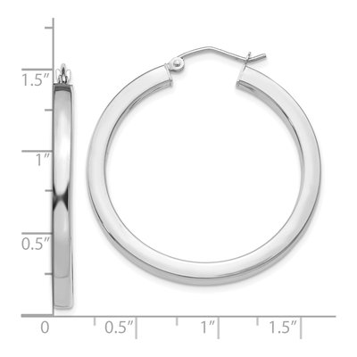 10K White Gold 35mm Square Tube Hoop Earrings – view 5