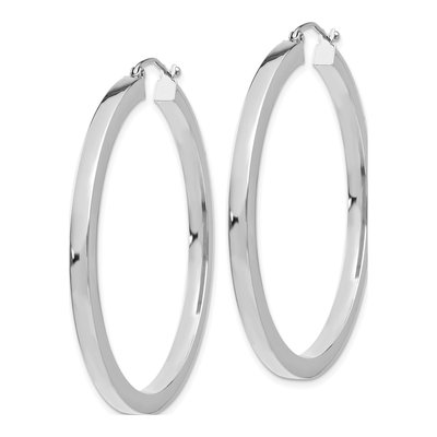 10K White Gold 45mm Square Tube Hoop Earrings – view 3