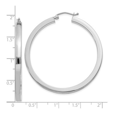 10K White Gold 45mm Square Tube Hoop Earrings – view 5