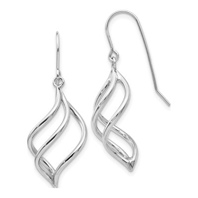 10K White Gold Twisted Dangle Earrings