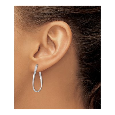 10K White Gold Twisted Hoop Earrings – view 5