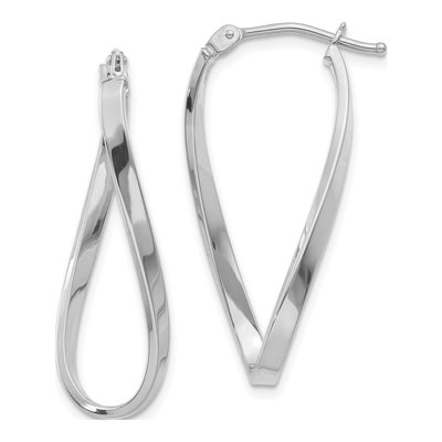 10K White Gold Twisted Hoop Earrings