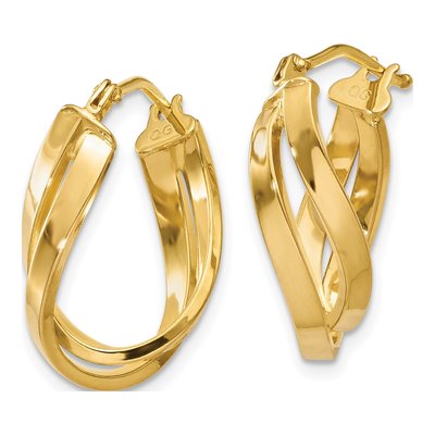 10K Yellow Gold Twisted Hoop Earrings – view 3