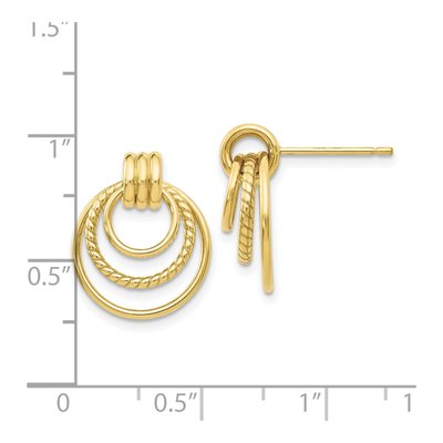10K Yellow Gold Twisted Triple Circle Dangle Earrings – view 4