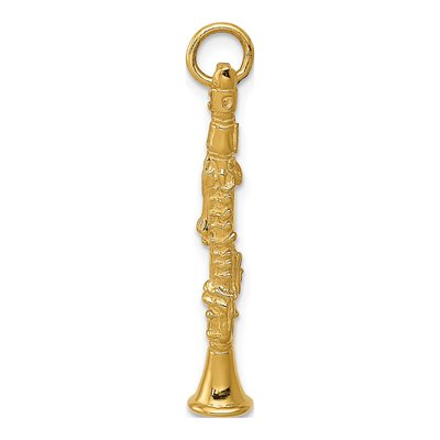 10K Yellow Gold 3D Clarinet Pendant – view 3