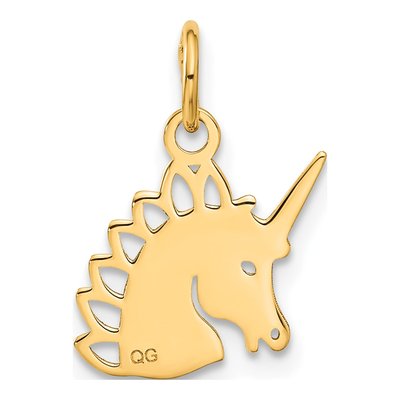 10K Yellow Gold Unicorn Head Pendant – view 5