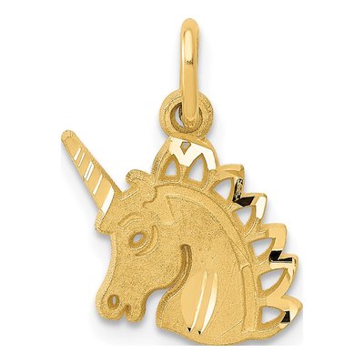 10K Yellow Gold Unicorn Head Pendant