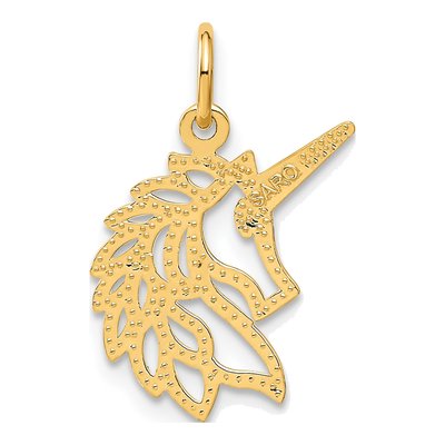 10K Yellow Gold Unicorn Head Pendant – view 5