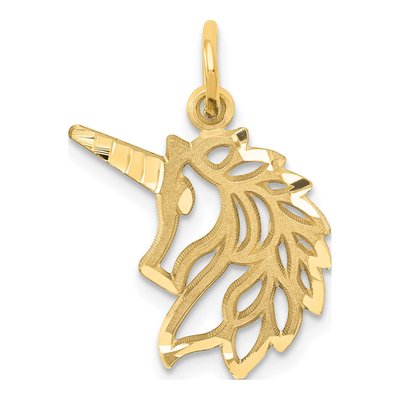 10K Yellow Gold Unicorn Head Pendant