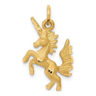 10K Yellow Gold Dancing Unicorn Pendant