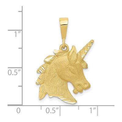 10K Yellow Gold Unicorn Head Pendant – view 4
