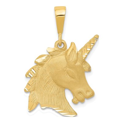 10K Yellow Gold Unicorn Head Pendant
