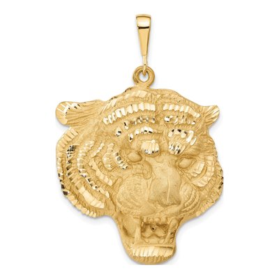 10K Yellow Gold Large Tiger Head Pendant