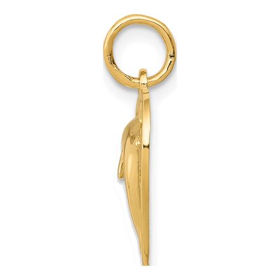 10K Yellow Gold Dolphin Heart Pendant – view 3
