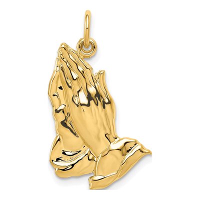 10K Yellow Gold Praying Hands Pendant