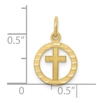 10K Yellow Gold Eternal Life Cross Circle Charm – view 4