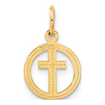 10K Yellow Gold Eternal Life Cross Circle Charm – view 5