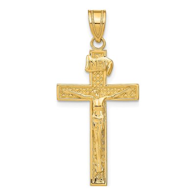 10K Yellow Gold INRI Crucifix Pendant
