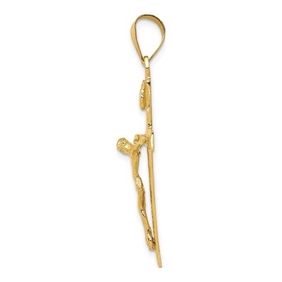 10K Yellow Gold INRI Crucifix Pendant – view 3