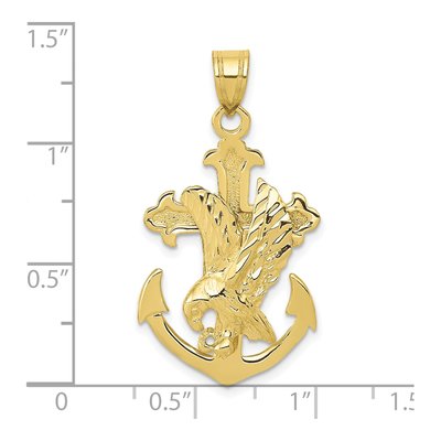 10K Yellow Gold Mariners Cross Eagle Pendant – view 4