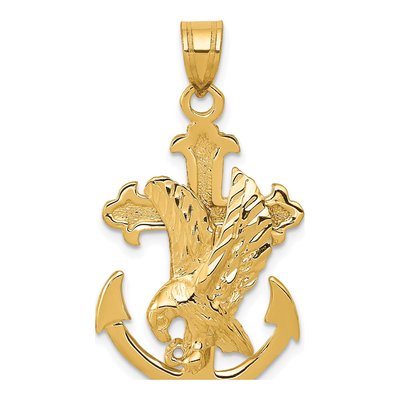 10K Yellow Gold Mariners Cross Eagle Pendant