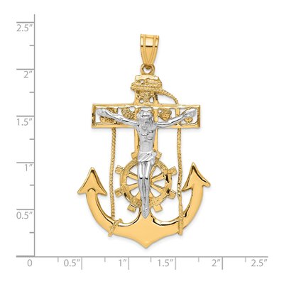 10K Two-Tone Gold Mariners Crucifix Pendant – view 3