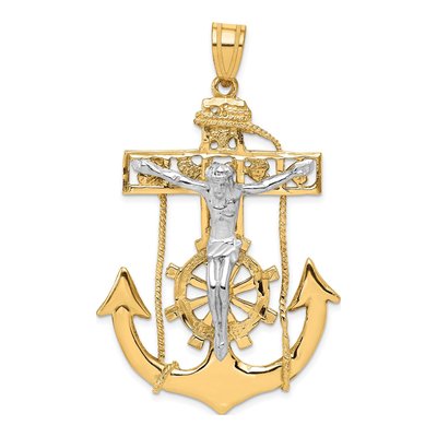 10K Two-Tone Gold Mariners Crucifix Pendant