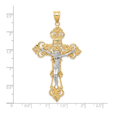 10K Two-Tone Gold INRI Crucifix Pendant – view 3