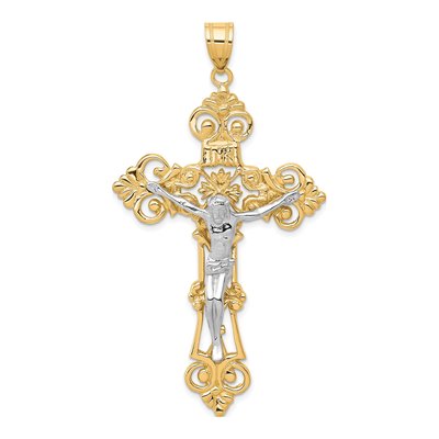 10K Two-Tone Gold INRI Crucifix Pendant