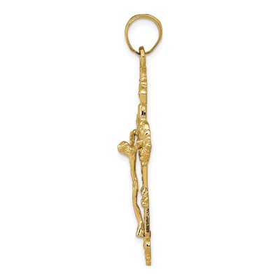 10K Yellow Gold INRI Fleur de Lis Crucifix Pendant – view 3