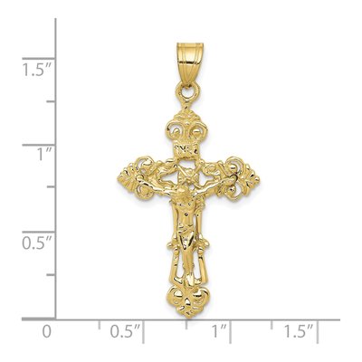 10K Yellow Gold INRI Fleur de Lis Crucifix Pendant – view 4