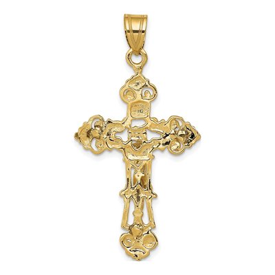 10K Yellow Gold INRI Fleur de Lis Crucifix Pendant – view 5