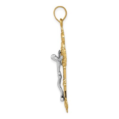 10K Yellow Gold INRI Fleur de Lis Crucifix Pendant – view 3