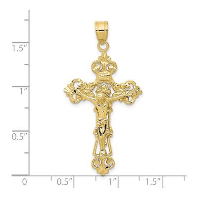 10K Yellow Gold INRI Fleur de Lis Crucifix Pendant – view 4