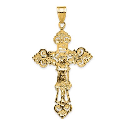 10K Yellow Gold INRI Fleur de Lis Crucifix Pendant – view 5