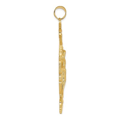 10K Yellow Gold Large INRI Fleur de Lis Crucifix Pendant – view 3