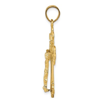 10K Yellow Gold INRI Fleur de Lis Crucifix Pendant – view 3