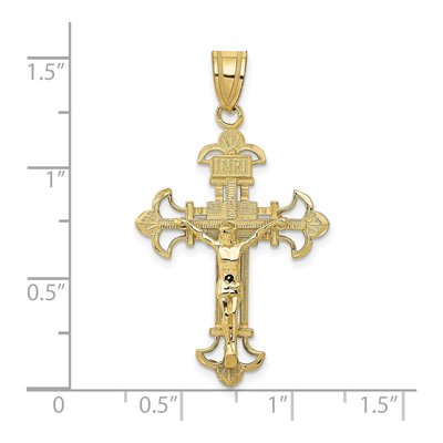 10K Yellow Gold INRI Fleur de Lis Crucifix Pendant – view 4