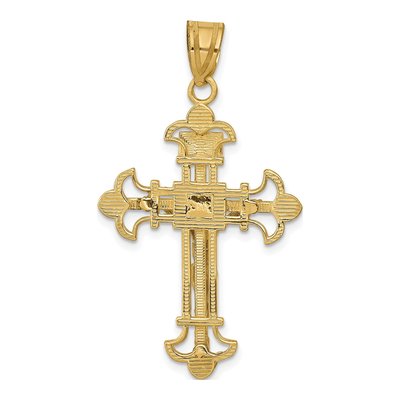 10K Yellow Gold INRI Fleur de Lis Crucifix Pendant – view 5
