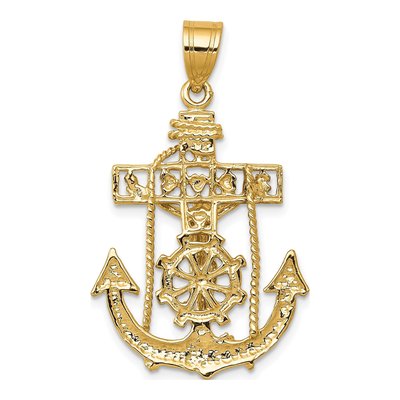 10K Yellow Gold Mariners Crucifix Pendant – view 4